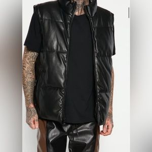 Faux Leather Zip Up Vest (Unisex)